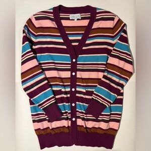 Olivia by Livro Colorful Striped cotton oversized knitwear cardigan XS preppy